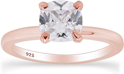 Jewel Zone US Cushion Cut White Cubic Zirconia Anniversary Solitaire Ring in 14k Gold Over Sterling Silver (0.5 Carat) in Saudi Arabia