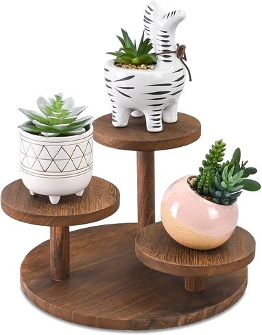 حامل عرض خشبي من 3 طبقات من Ikee Design للمجوهرات، ورافعات عرض المجوهرات الخشبية والتماثيل، وحامل خشبي للديكور، وحامل متعدد المستويات لشخصيات الحركة وديكور المنزل، لون بني in Saudi Arabia