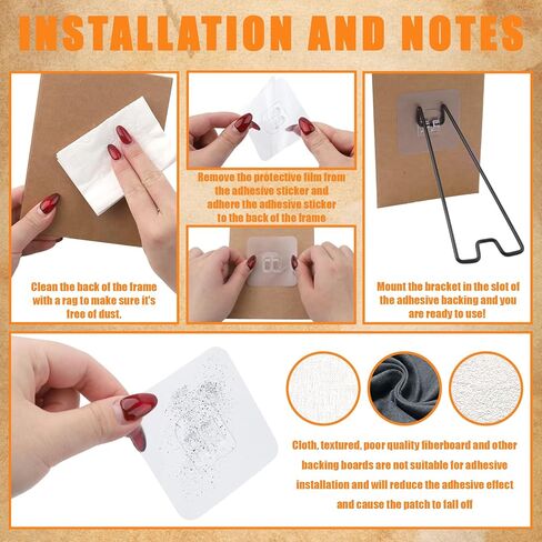 4Pcs Picture Frame Stand - Black Metal Table top easel -Heavy Duty Picture Holder Stand with Self-Adhesive for 5.9 to 10.2 inch Picture Frame Easel 5.12“ x 2.17" in Kuwait