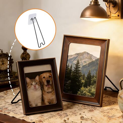 4Pcs Picture Frame Stand - Black Metal Table top easel -Heavy Duty Picture Holder Stand with Self-Adhesive for 5.9 to 10.2 inch Picture Frame Easel 5.12“ x 2.17" in Kuwait