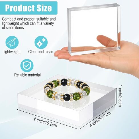 4 قطع مكعبات أكريليك شفافة مقاس 4 × 4 × 1 بوصة، كتل أكريليك مصقولة ممتازة للعرض، حامل قاعدة من الأكريليك الصلب لعرض حلقات المجوهرات والمقتنيات والتماثيل in Kuwait