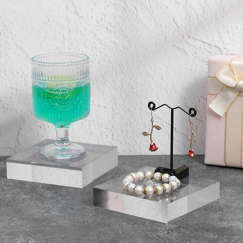 4 قطع مكعبات أكريليك شفافة مقاس 4 × 4 × 1 بوصة، كتل أكريليك مصقولة ممتازة للعرض، حامل قاعدة من الأكريليك الصلب لعرض حلقات المجوهرات والمقتنيات والتماثيل in Kuwait