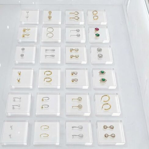 4 قطع مكعبات أكريليك شفافة مقاس 4 × 4 × 1 بوصة، كتل أكريليك مصقولة ممتازة للعرض، حامل قاعدة من الأكريليك الصلب لعرض حلقات المجوهرات والمقتنيات والتماثيل in Kuwait