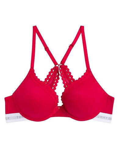 Tommy Hilfiger Womens Mesh Push-Up Micro Bra with Underwire and RIC-Rac Trim, Tango Red, 34B in Saudi Arabia