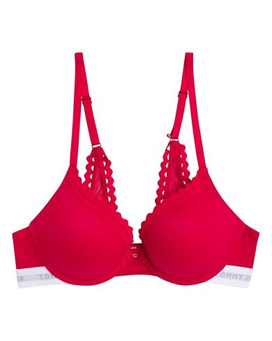 Tommy Hilfiger Womens Mesh Push-Up Micro Bra with Underwire and RIC-Rac Trim, Tango Red, 34B in Saudi Arabia