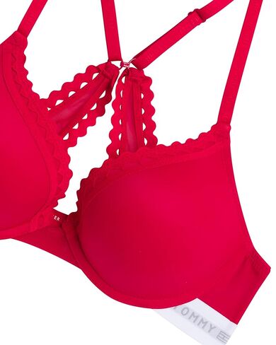Tommy Hilfiger Womens Mesh Push-Up Micro Bra with Underwire and RIC-Rac Trim, Tango Red, 34B in Saudi Arabia