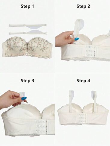 Women's Cute Pattern Strapless Bra, Lace Trim Underwire-Free Bra, Back Without Hooks, with Inner Padding, Daily Wear by Women in Saudi Arabia