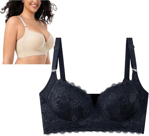 حمالة صدر بوش أب للنساء حمالات صدر عميقة مع ملابس داخلية مدمجة لإخفاء الدهون في الظهر وحمالة صدر ناعمة للظهر in Kuwait