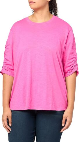 DKNY Women's Short Sleeve V Neck Tee with Logo Patch in Saudi Arabia