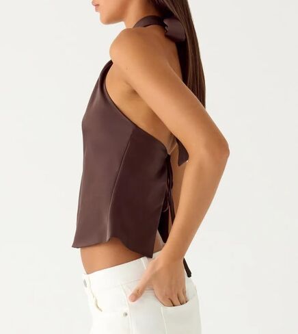 Women Satin Halter Top Twist Front Backless Crop Tank Top Sexy Silk Camisole Going Out Tops in Saudi Arabia