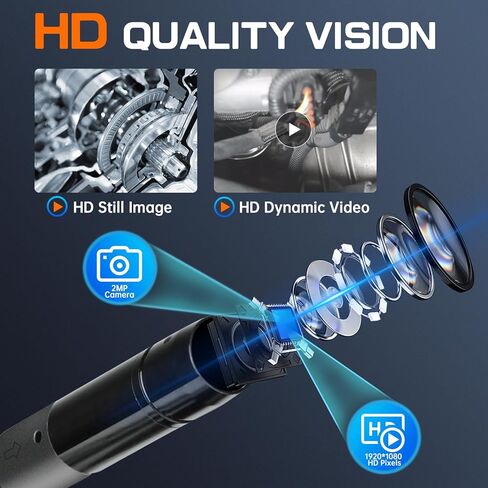 كاميرا فحص Autel MaxiVideo MV108S، منظار USB تصوير مقاوم للماء 8.5 مم مع ضوء، 1920x1080 HD 2MP Borescope لماسح ضوئي Autel والكمبيوتر الشخصي، ترقية MV108 MV105، كاميرا ثعبان مع كابل 1 متر in Saudi Arabia