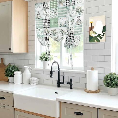 Sage Green Coastal Tie Up Curtains for Window, Turtle Nautical Anchor Starfish Coral Thermal Insulated Balloon Shade Adjustable Rod Pocket Curtains Valance Panels for Kitchen Bathroom Café 42'' x 45'' in Saudi Arabia
