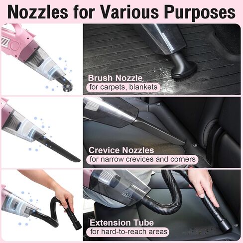 مجموعة تنظيف السيارة الوردية، 25 قطعة من أدوات التنظيف الداخلية مع مكنسة كهربائية محمولة 4 في 1، مجموعة فرش تفصيلية، أداة تنظيف الزجاج الأمامي 2 في 1، ملحقات السيارة للتنظيف، هدية للنساء in Kuwait