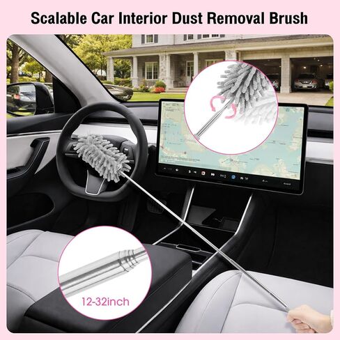 مجموعة تنظيف السيارة الوردية، 25 قطعة من أدوات التنظيف الداخلية مع مكنسة كهربائية محمولة 4 في 1، مجموعة فرش تفصيلية، أداة تنظيف الزجاج الأمامي 2 في 1، ملحقات السيارة للتنظيف، هدية للنساء in Kuwait
