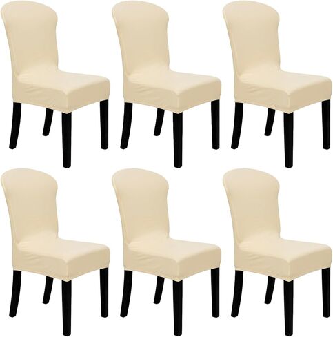 Stretch Chair Covers Set of 6, Kitchen Dining Room Seat Protector Slipcovers Washable Removable for Home Restaurant Banquet Hotel Ceremony in Saudi Arabia
