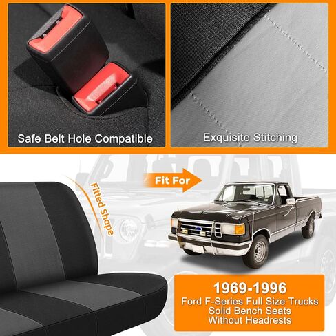 Seat Cover Compatible with 1969-1996 Ford F-Series Full Size Trucks Solid Bench Seat Without Headrests, Neoprene & Foam Padded Water Resistant in Saudi Arabia