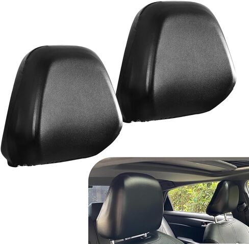 2 PCS Car Headrest Covers, Full Wrap-Around Seat Headrest Dust Covers, Leather Portable Front Seat Head Rest Protectors, Universal Interior Accessories for Most Cars (Black #M) in Kuwait
