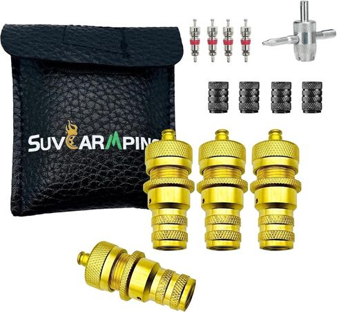مجموعة صمامات تفريغ الإطارات ذات الإيقاف التلقائي القابلة للتعديل من SUVCARMPING (6-30 رطل لكل بوصة مربعة) 4 قطع أداة تثبيت هواء الإطارات للطرق الوعرة 4x4، أصفر in Saudi Arabia