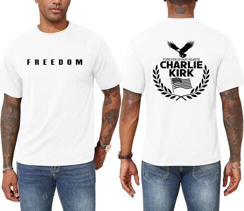 تي شيرت KESIHAN Freedom تشارلي كيرك تي شيرت الحرية الوطنية الأمريكية للرجال تي شيرت كاجوال برسوم جرافيك in Kuwait