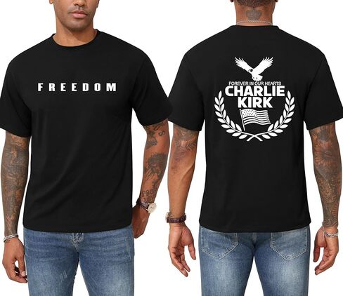 تي شيرت KESIHAN Freedom تشارلي كيرك تي شيرت الحرية الوطنية الأمريكية للرجال تي شيرت كاجوال برسوم جرافيك in Kuwait