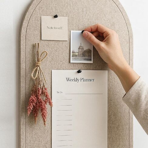 Orelle Arch Felt Bulletin Board | Foldable Peel and Stick Felt Board for Wall | Alternative Cork Board for Office, Vision Board, Kids Art Display | Arched Wall Decor | 23 x 31"| Beige in Kuwait