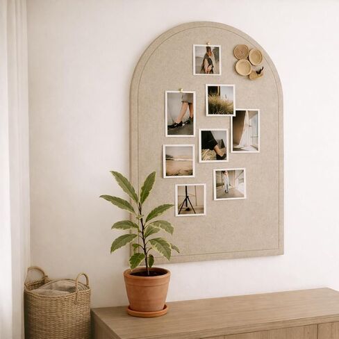 Orelle Arch Felt Bulletin Board | Foldable Peel and Stick Felt Board for Wall | Alternative Cork Board for Office, Vision Board, Kids Art Display | Arched Wall Decor | 23 x 31"| Beige in Kuwait