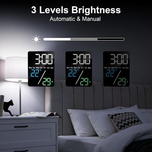 Lafocuse 5.7" LED Digital Alarm Clock Bedside, Table Clocks with Dual Alarm, Date, Day, Temperature, DST, USB Charging, Snooze for Heavy Sleepers Elderly Bedroom Living Room Office in Kuwait
