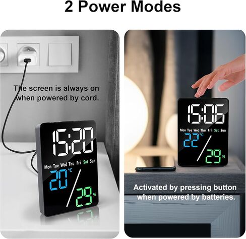 Lafocuse 5.7" LED Digital Alarm Clock Bedside, Table Clocks with Dual Alarm, Date, Day, Temperature, DST, USB Charging, Snooze for Heavy Sleepers Elderly Bedroom Living Room Office in Kuwait