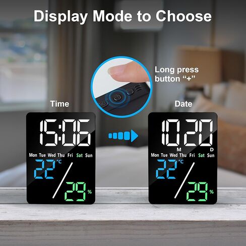 Lafocuse 5.7" LED Digital Alarm Clock Bedside, Table Clocks with Dual Alarm, Date, Day, Temperature, DST, USB Charging, Snooze for Heavy Sleepers Elderly Bedroom Living Room Office in Kuwait