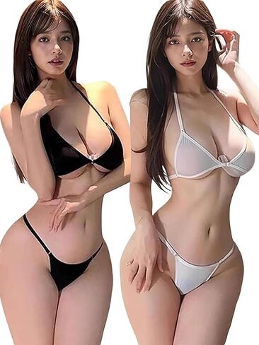 Sexy Sheer Micro Lingerie Bikini Set - See Through Mesh G-String Beachwear for Women in Kuwait
