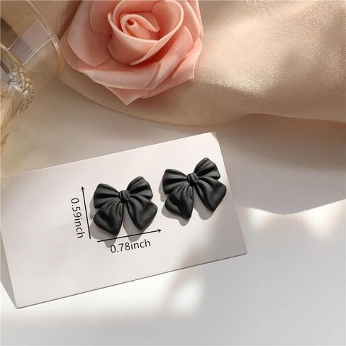 Bow Stud Earrings for Women Black Hypoallergenic Dainty Ribbon Bow Earring holiday gifts for women 1 Pair in Saudi Arabia