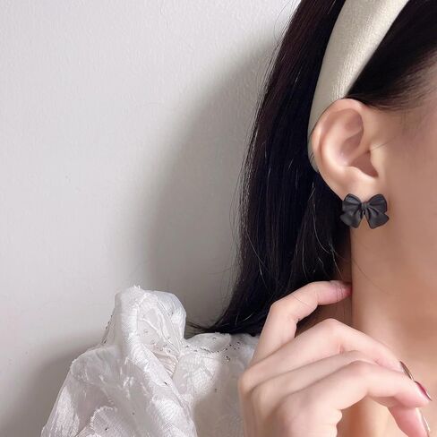 Bow Stud Earrings for Women Black Hypoallergenic Dainty Ribbon Bow Earring holiday gifts for women 1 Pair in Saudi Arabia