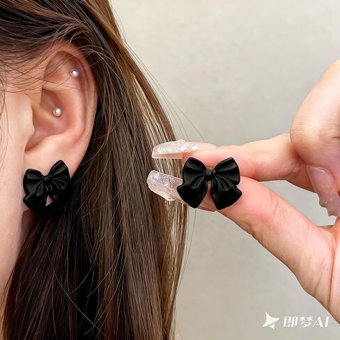Bow Stud Earrings for Women Black Hypoallergenic Dainty Ribbon Bow Earring holiday gifts for women 1 Pair in Saudi Arabia