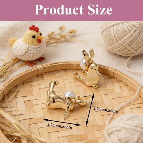 Easter Bunny Earrings for Women,Vintage Round Pearl Rabbit Studs Earrings,Gold Rabbit Front Back Stud Earrings,Minimalist Sweet Bunny Pet Small Earring,Jacket Earrings for Women Party Jewelry in Kuwait