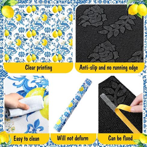 SATINIOR Lemon Area Rugs 5x7 Feet Blue Area Rugs Middle Century Italian Textured Carpet Yellow Home Decorations Non Slip Washable Mat for Living Room Entryway Bedroom Laundry Room Indoor Kitchen in Saudi Arabia