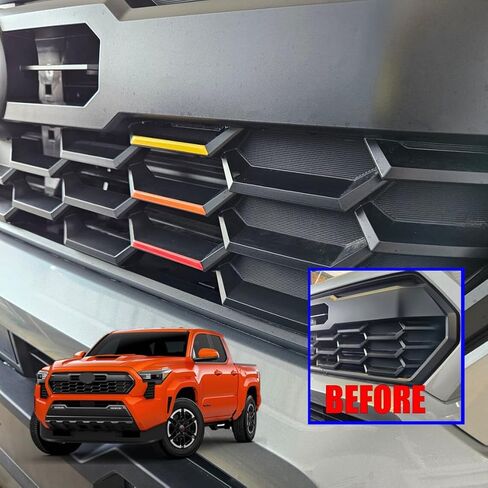 خطوط لاصقة ثلاثية الأبعاد متوافقة مع شبكة Tacoma TRD Style Grille 2024 2025، الجيل الرابع Tacoma Grille 3 خطوط، متوفرة على TRD PreRunner/Sport/Offroad/Sport-I-Force Max/Pro (مقببة وليس مجرد ملصق) in Kuwait