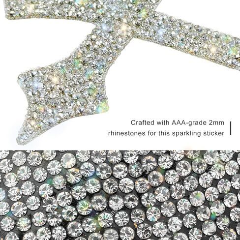 Bling Cross Car Decal, Sparkly Rhinestone Christian Faith Decal Self-Adhesive Bumper Decoration, Waterproof Crystal Religious Cross Sticker for Car Window Laptop Luggage in Kuwait