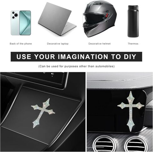 Bling Cross Car Decal, Sparkly Rhinestone Christian Faith Decal Self-Adhesive Bumper Decoration, Waterproof Crystal Religious Cross Sticker for Car Window Laptop Luggage in Kuwait