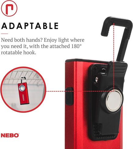NEBO 500-Lumen LED COB Work Flashlight: Rechargeable Light Equipped with Dimming and Power Memory Recall Featuring A Pocket Clip, Hanging Hook and Magnetic Base SLIM 6694 – Black in Kuwait