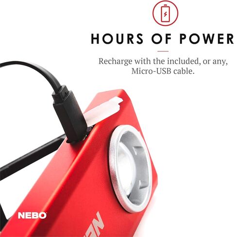 NEBO 500-Lumen LED COB Work Flashlight: Rechargeable Light Equipped with Dimming and Power Memory Recall Featuring A Pocket Clip, Hanging Hook and Magnetic Base SLIM 6694 – Black in Kuwait