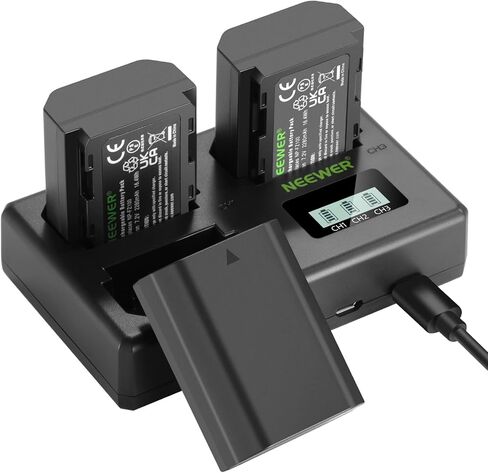 نيوير شاحن بطارية بديل 2280mAh NP-FZ100، بطاريتان وحافظة شحن USB مزدوجة القناة متوافقة مع سوني A7 III A7 IV A1 A9 II A9 A7S III A7R IV A7R III A7C A7C A7 III A6600 FX3 in Saudi Arabia