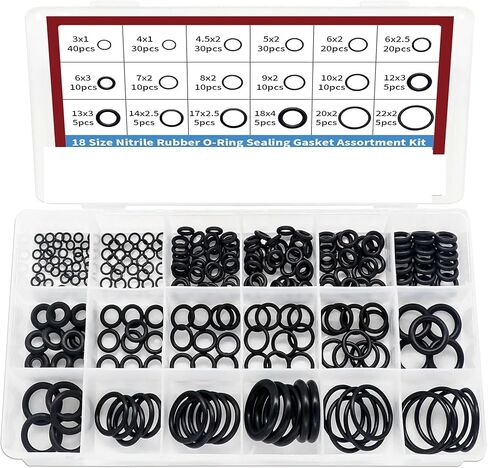 255pcs Rubber O-Rings Kit, 18 Size Metric NBR Washer Gasket Sealing Assortment Kit, for Plumbing Faucet, Automotive, Air Or Gas in Kuwait