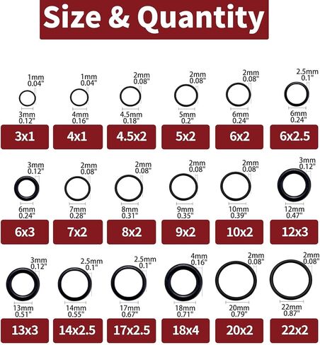 255pcs Rubber O-Rings Kit, 18 Size Metric NBR Washer Gasket Sealing Assortment Kit, for Plumbing Faucet, Automotive, Air Or Gas in Kuwait