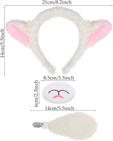 Lamb Costume Accessories Cute Sheep Ears Nose and Tail Animal Costume Kit for Birthday Halloween Cosplay in Saudi Arabia
