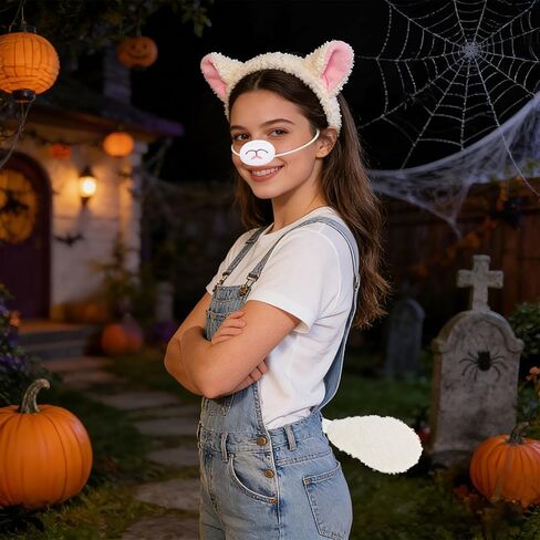 Lamb Costume Accessories Cute Sheep Ears Nose and Tail Animal Costume Kit for Birthday Halloween Cosplay in Saudi Arabia