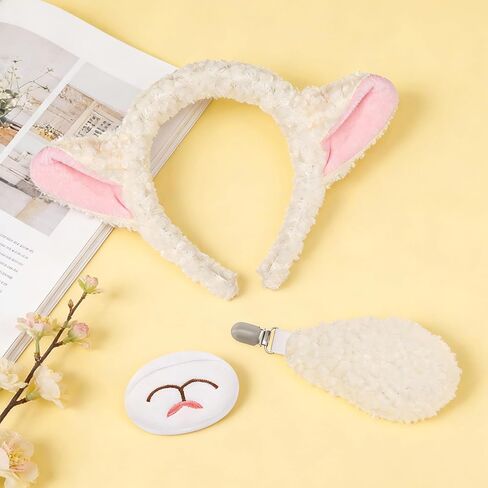 Lamb Costume Accessories Cute Sheep Ears Nose and Tail Animal Costume Kit for Birthday Halloween Cosplay in Saudi Arabia