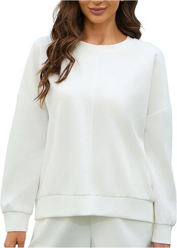Women's Oversized Sweatshirt Crewneck Pullover Solid Long Sleeve Casual Top for Fall and Winter in Kuwait