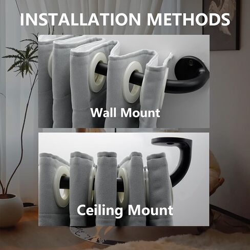 Curtain rod Black, 48-88 inch adjustable telescopic curtain rod, heavy-duty curtain suitable for bedroom, living room, kitchen in Kuwait