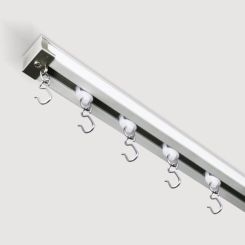 Ceiling Curtain Track, Curtain Rail Set with Hooks, 6ft - 9ft Wall Ceiling Mount Curtain Track, for Living Room Bedroom Bathroom, White in Saudi Arabia