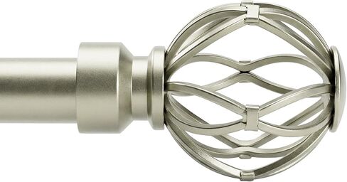 Silver Curtain Rods 18 to 96-inches, 1-inch Diameter Heavy-Duty Adjustable Decorative Curtain Rods for Windows 48 to 84 inches, With Modern Decorative iron Twisted Cage Finials in Kuwait